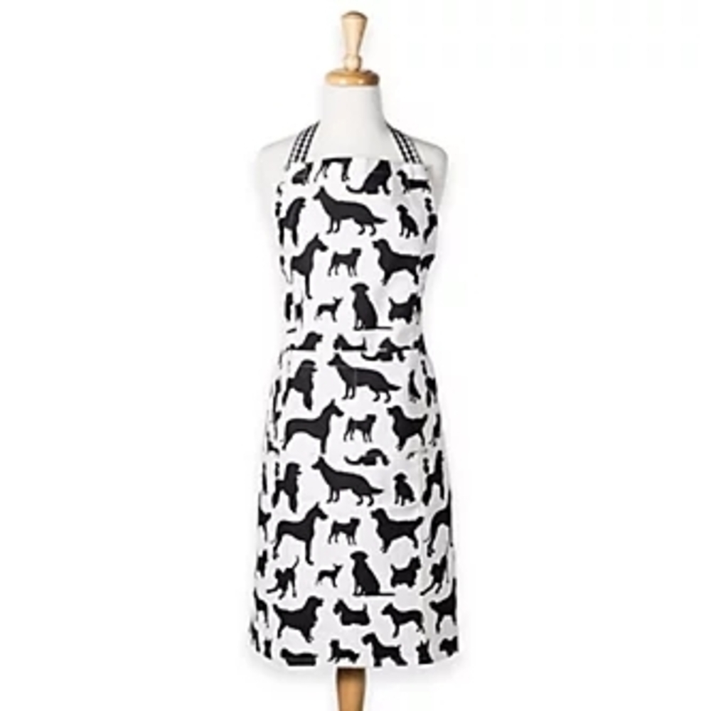Black and White Dog Print Apron